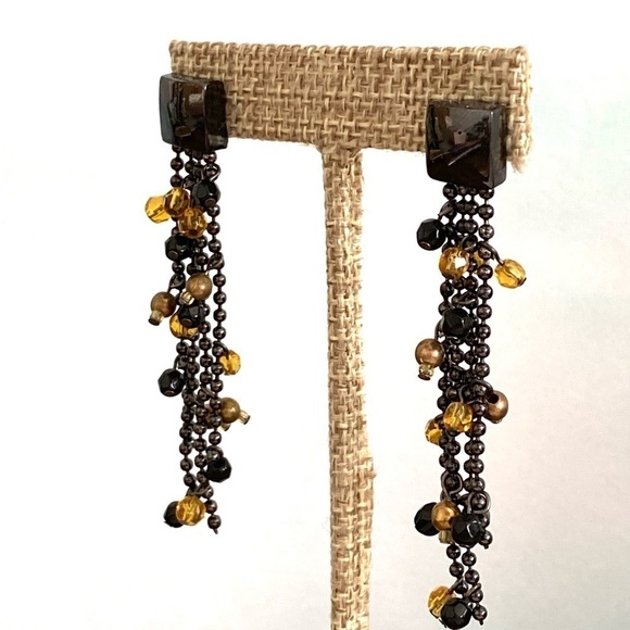 Earrings Dangles Drops Long Black - Picture 1 of 8